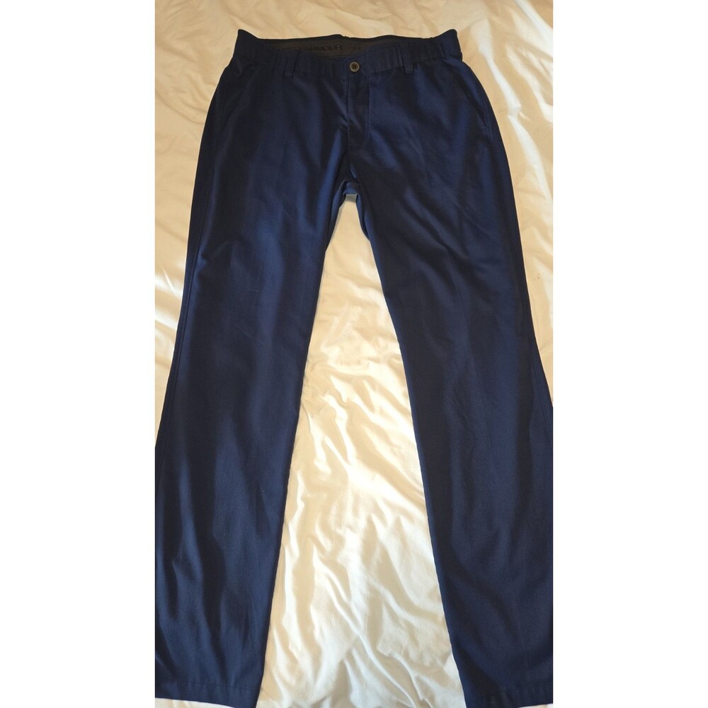 Under Armour Men's Blue Golf Pants 34x32 Straight Leg Woven Polyester Pockets